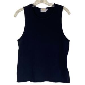 Nation LTD Basic Black Cotton Tank Top Distressed Rolled Trims Casual Minimalist